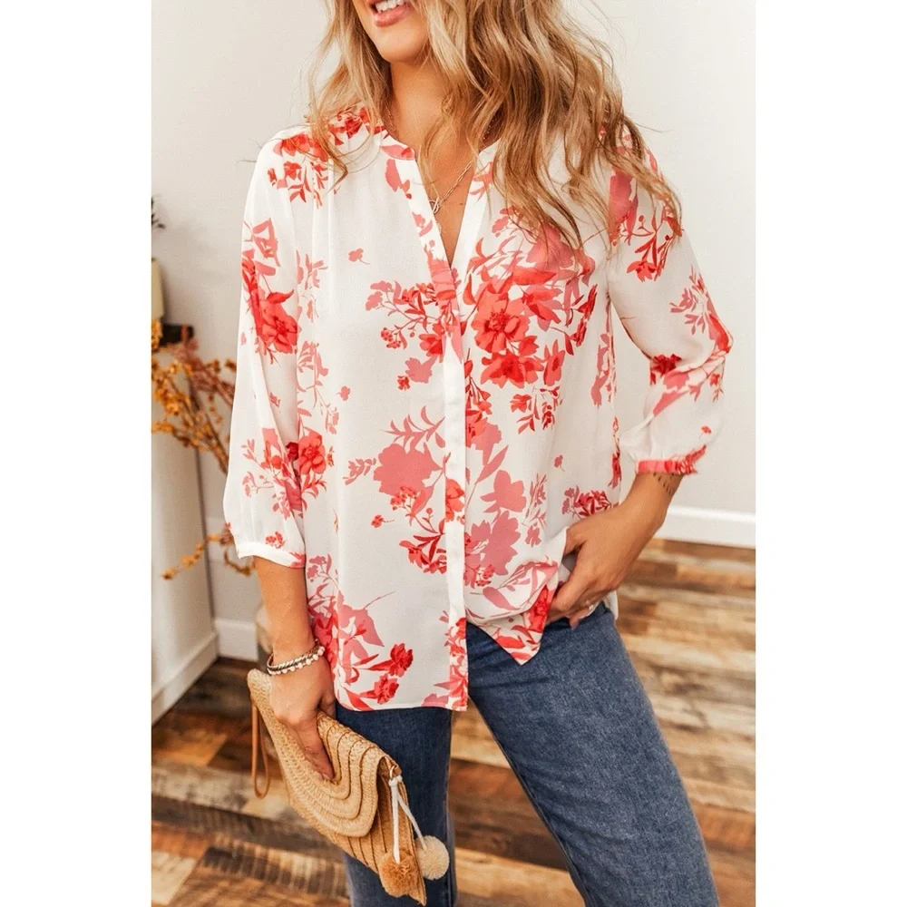 White Floral Blouse - Picture 1 of 2